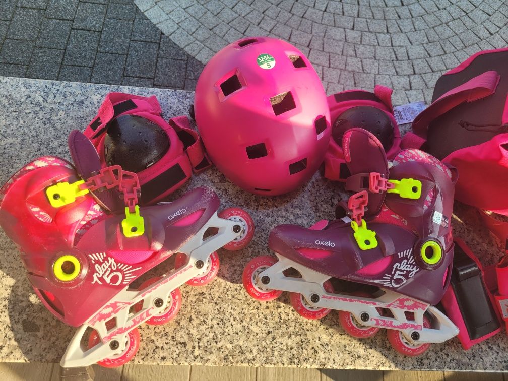 Rolki, kask, ochraniacze i torba