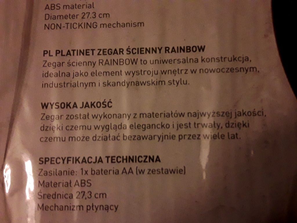 Zegar ścienny czerwony kwarcowy Rainbow