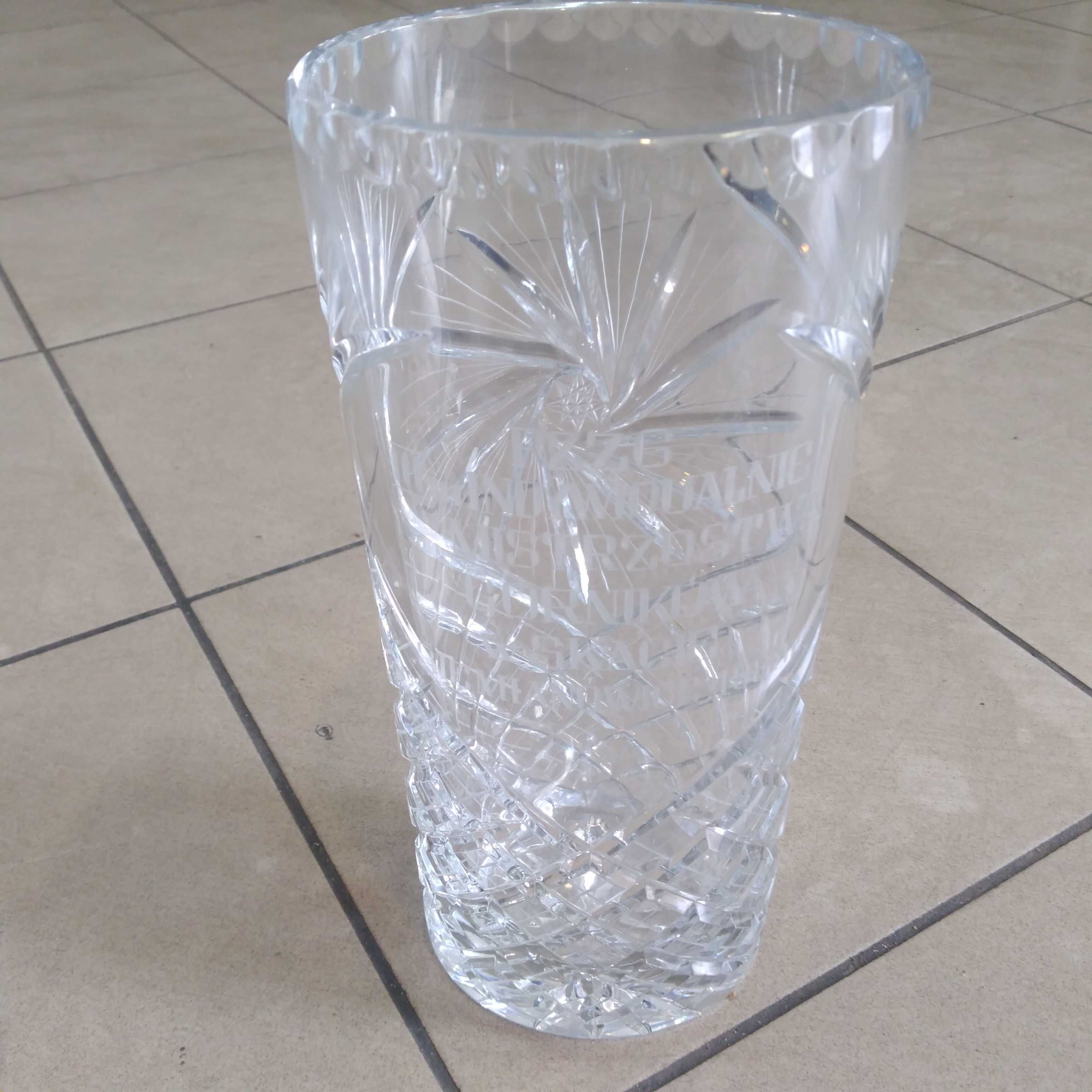 DUŻY - Piękny kryształowy wazon z dedykacją 28 cm/ 
Zachęcam do zakupu