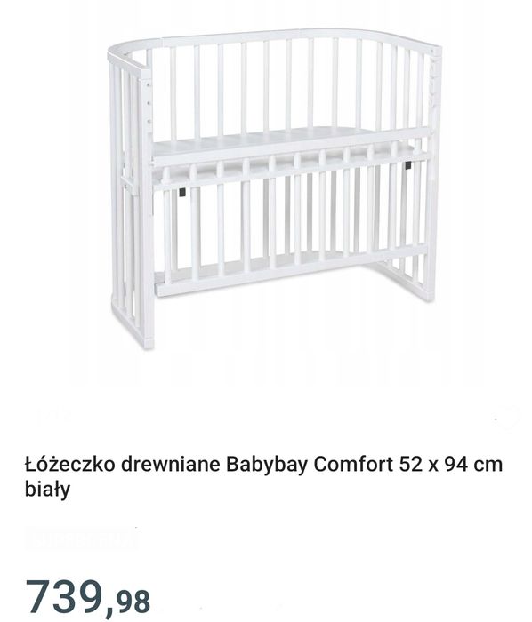 Łóżeczko drewniane Babybay Comfort 52 x 94 cm biały