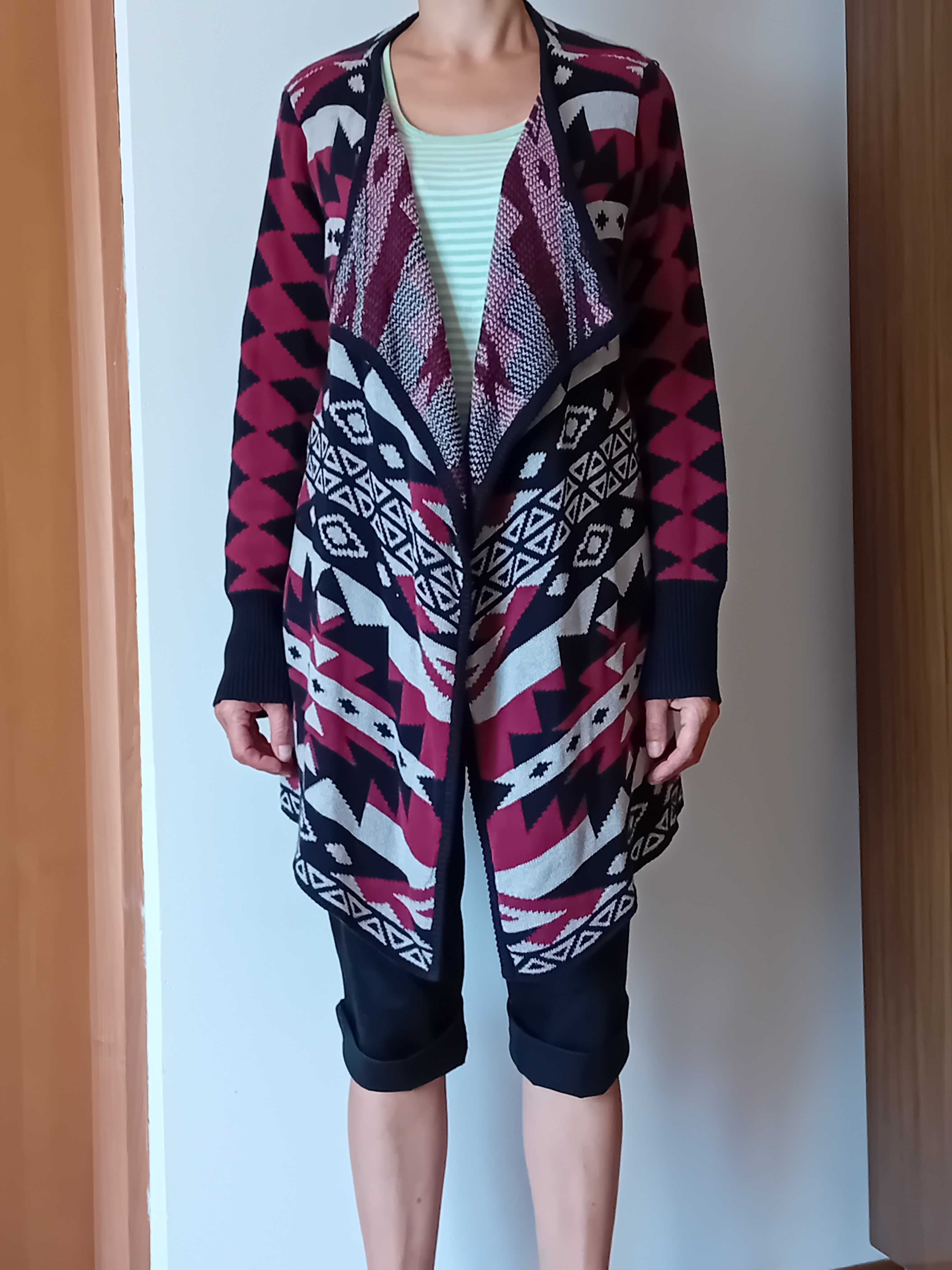 sweter długi bordowy Esmara kardigan 40 42 uniwersalny