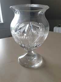 Szklany wazon / misa z kwietnymi zdobieniami
