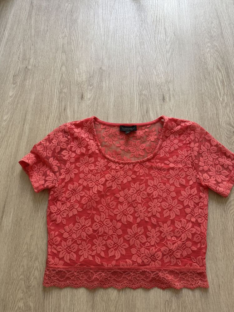 Zestaw top koszulka z koronki w kwiaty