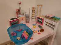 Barbie akcesoria kuchnia, sklep, basen