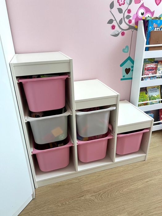 TROFAST Ikea Regał z pojemnikami biały/różowy