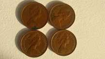 2 pensy angielskie 1971, 1978, 1979, 1981 new pence, błąd menniczy