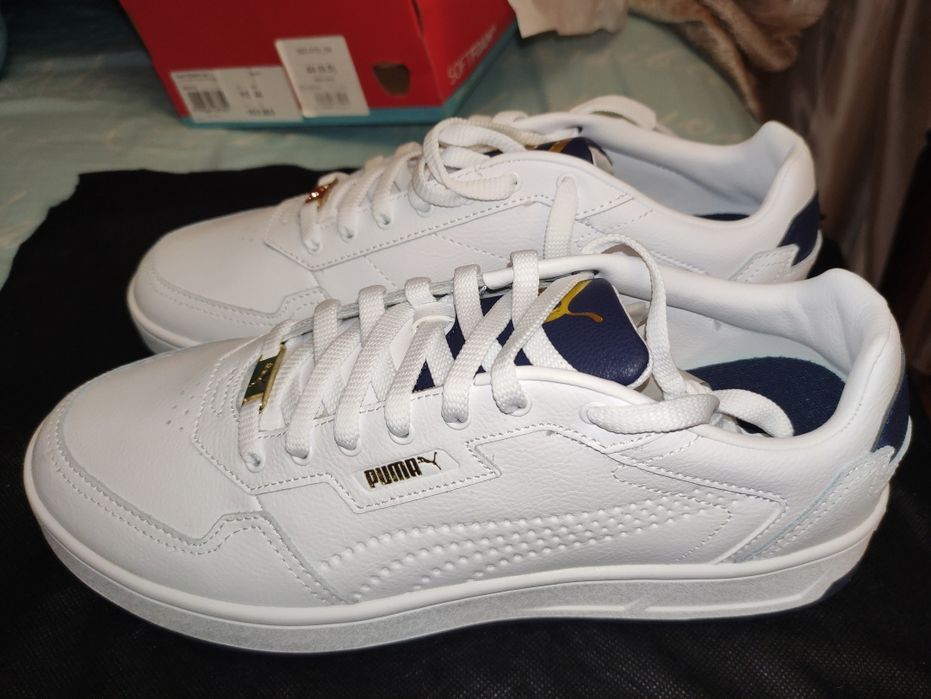 Новые кожаные белые кеды Puma оригинал размер 44 court classic lux
