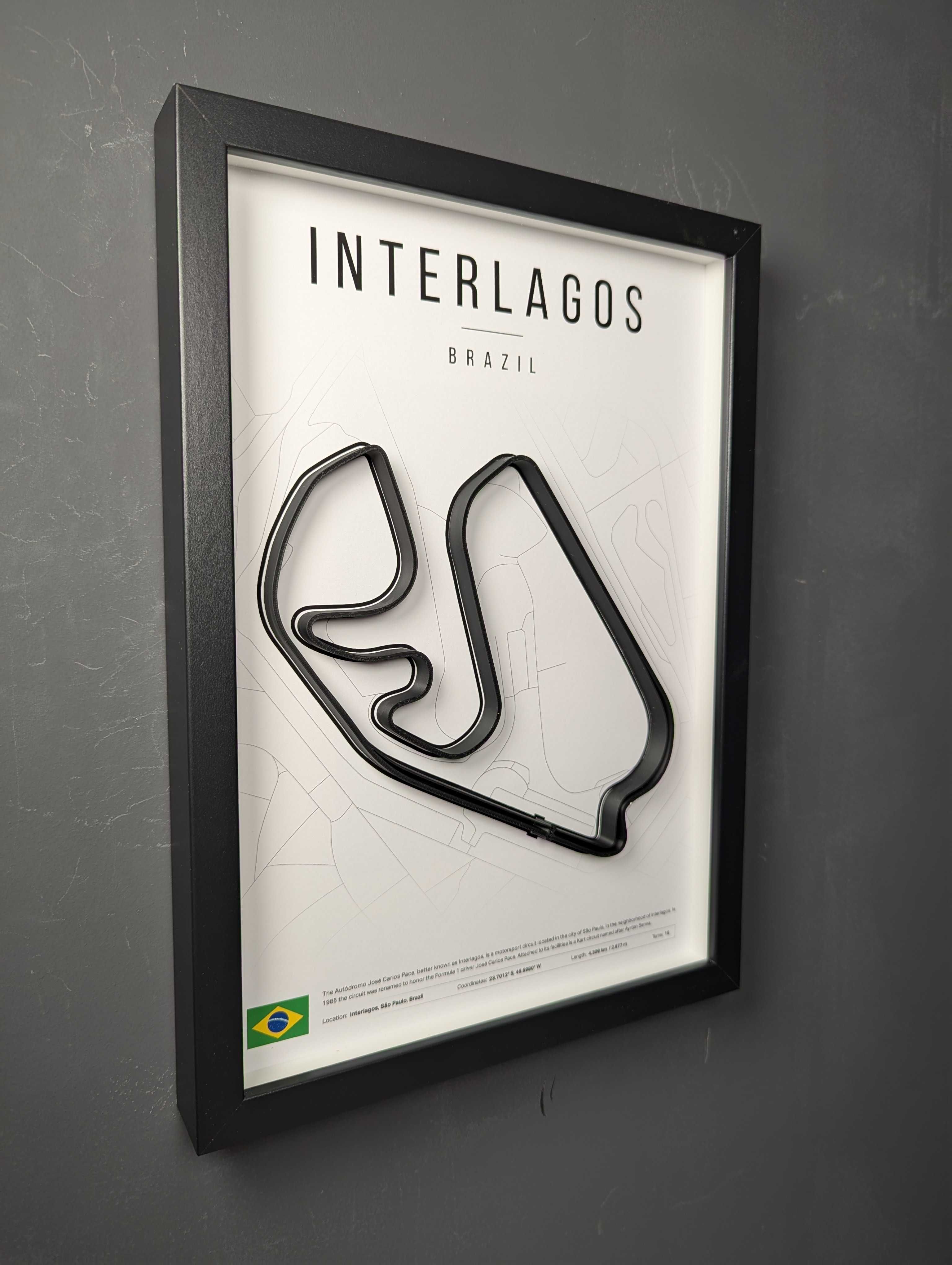 Обємна Рамка з 3D Трасою Interlagos Інтерлагос 32x23x3 F1 Бразилія GP