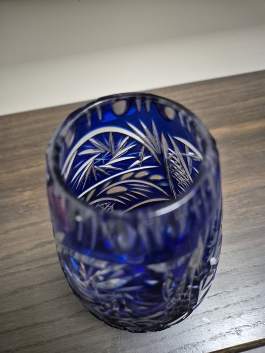 Wazon kryształowy kobaltowy chabrowy niebieski flakon