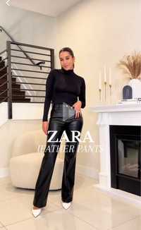 Чорні шкіряні штани ZARA