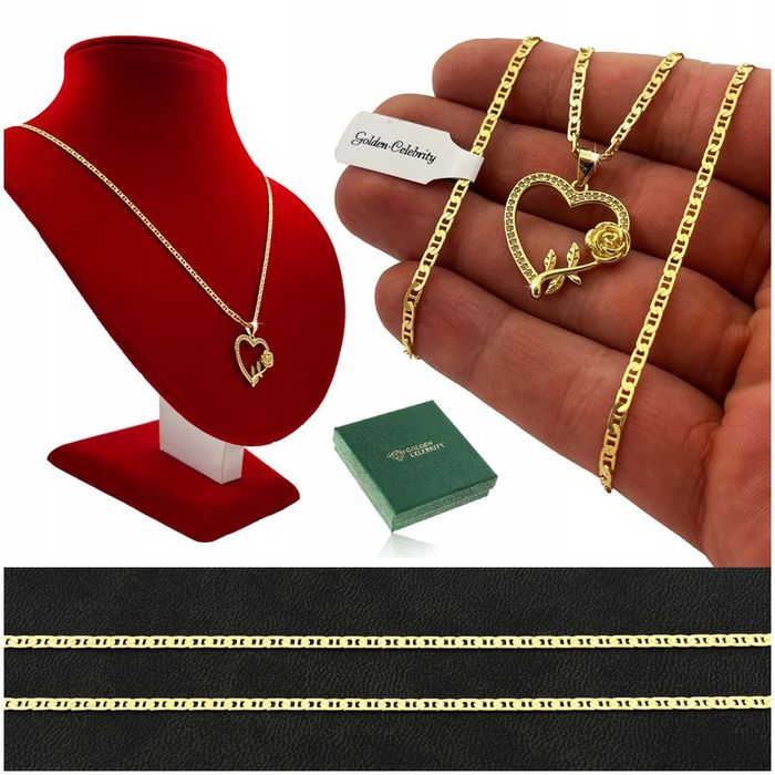 Prezent Dla Dziewczynki 5/6/7/8/9 Lat Na Urodziny Złoty Naszyjnik Serc