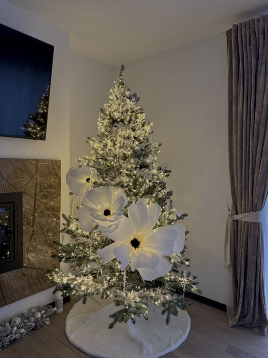 Квіти на ялинку, квіти для декору вітрин