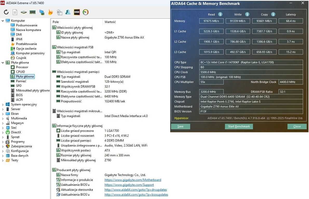 PC GAMING i7-14700 KF / Aorus Z790/ DDR5 64 GB/ NM790 2TB