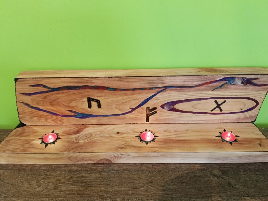 Rękodzieło Świecznik z drewna i żywicy