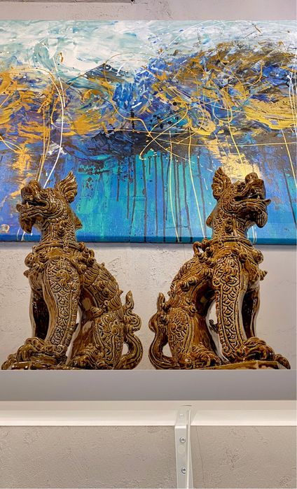 Lwy Foo figury ceramiczne Chinski talizmam dobrobytu