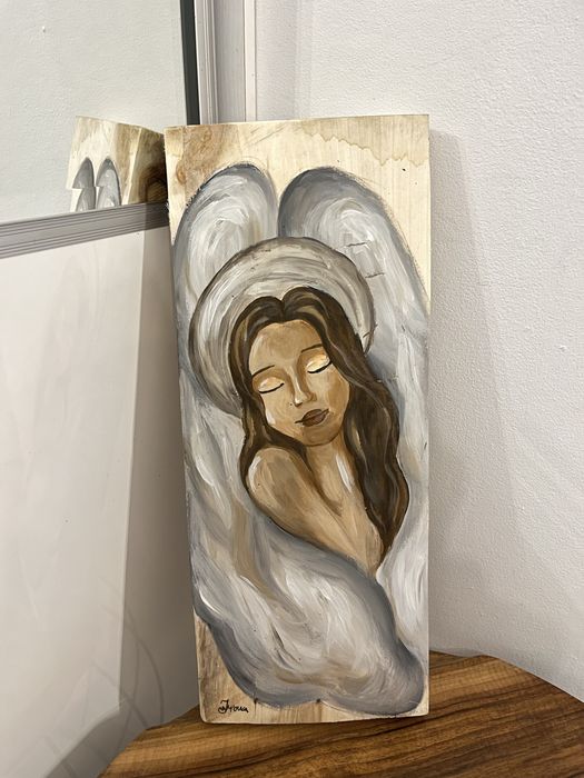 obraz anioł na desce