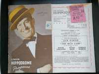 MAURICE CHEVALIER Espectáculo Hippodrome LONDON Programa e Bilhete