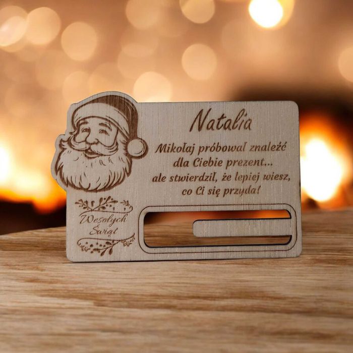 Drewniany Bon Podarunkowy, Prezent na Święta