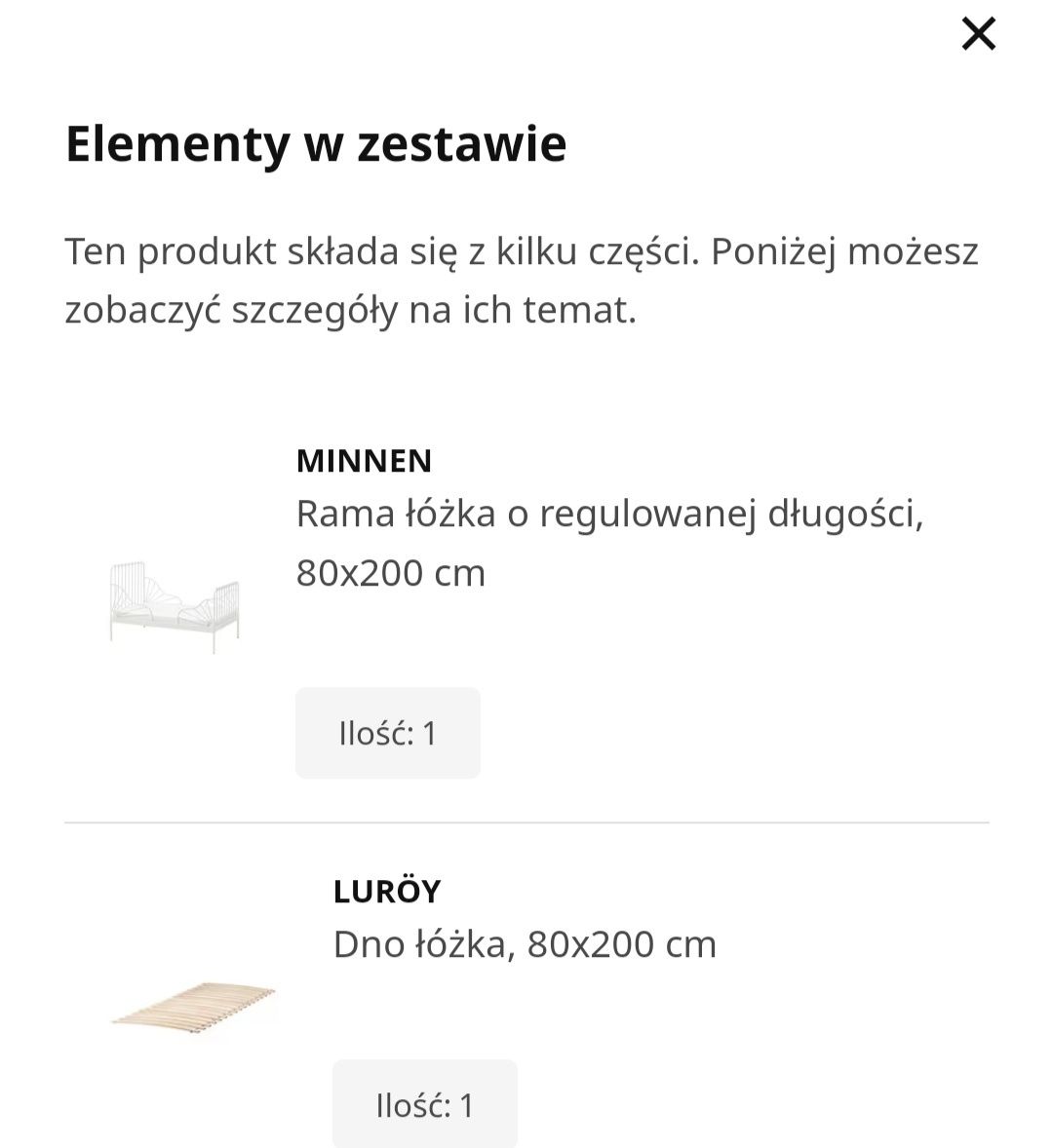 Łóżko dziecięce MINNON z Ikea