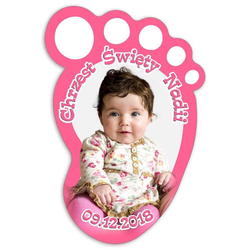 Magnes Stópka personalizowane podziękowania dla gości Chrzest Roczek