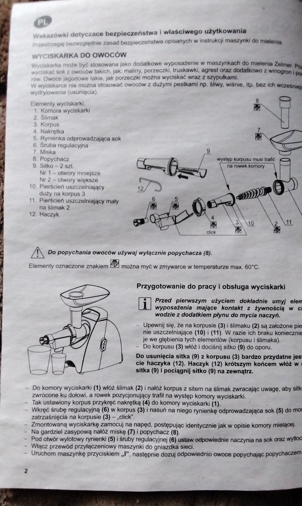 Zelmer wyciskarka do owoców - przystawka
