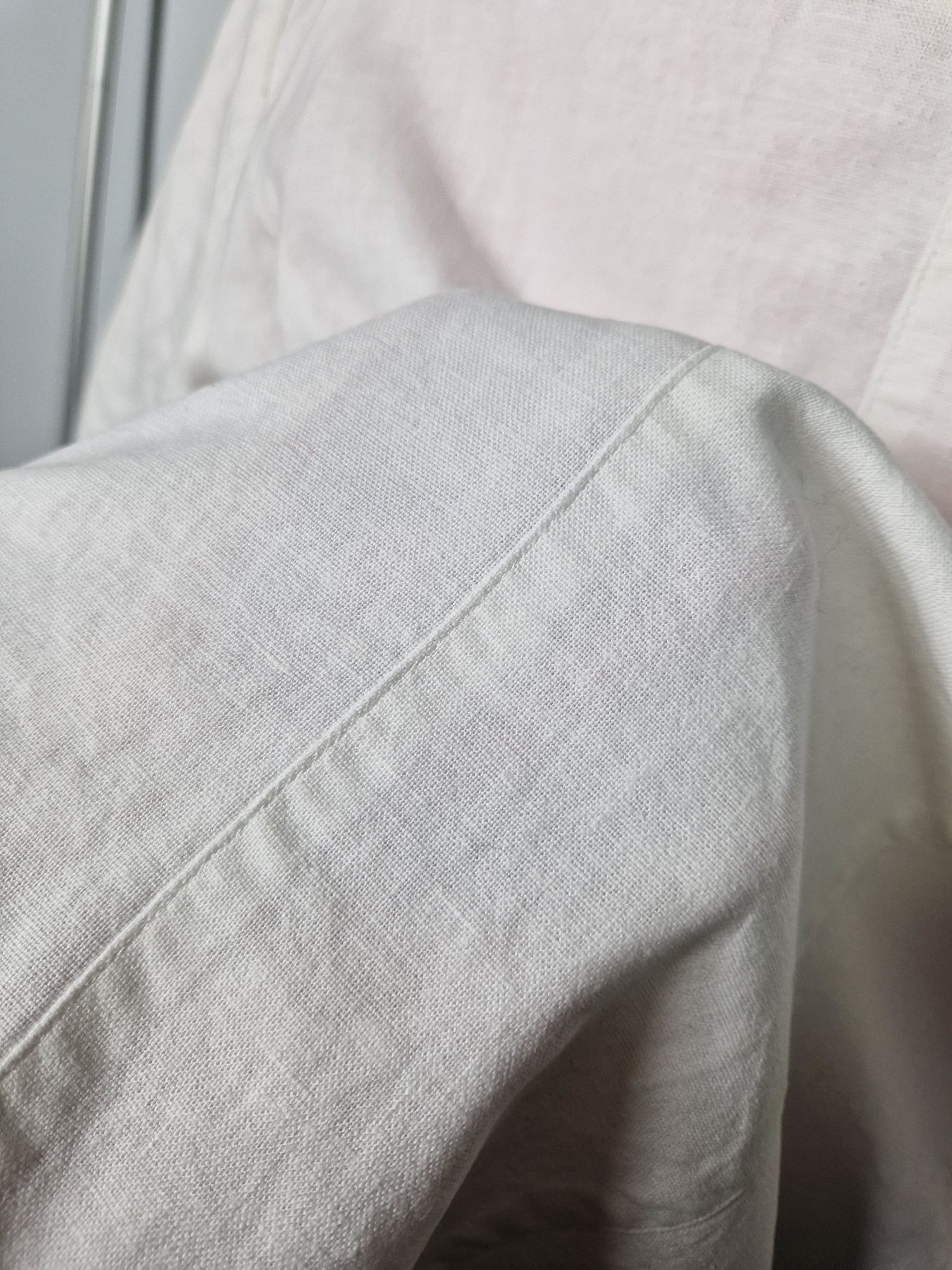 Żakiet marynarka biała lniana z krótkim rękawem 46 3XL c&a