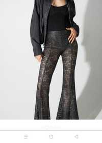 Koronkowe spodnie H&M szerokie nogawki