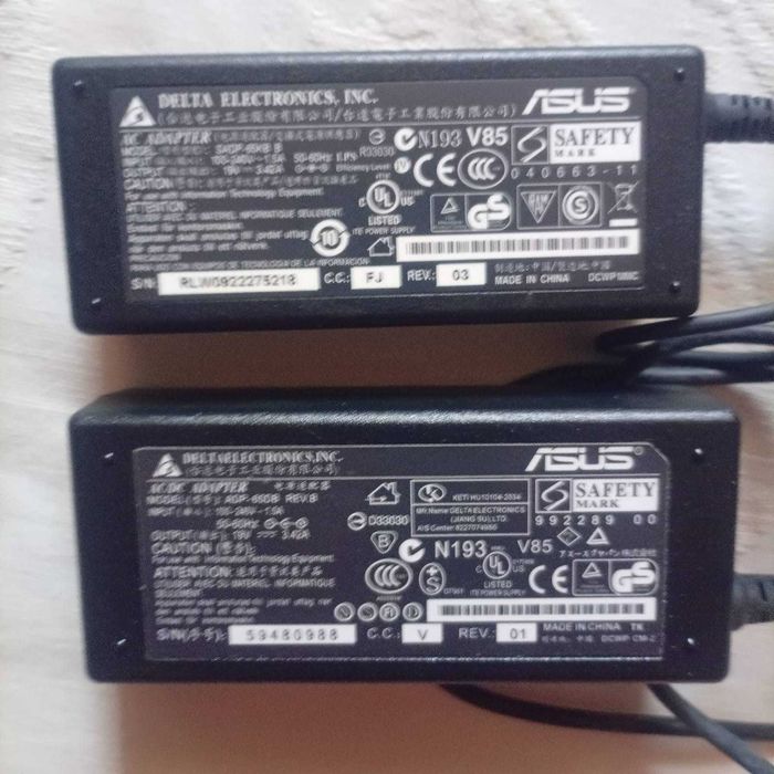 Блок питания -зарядное для ноутбука Asus- две штуки-нерабочие