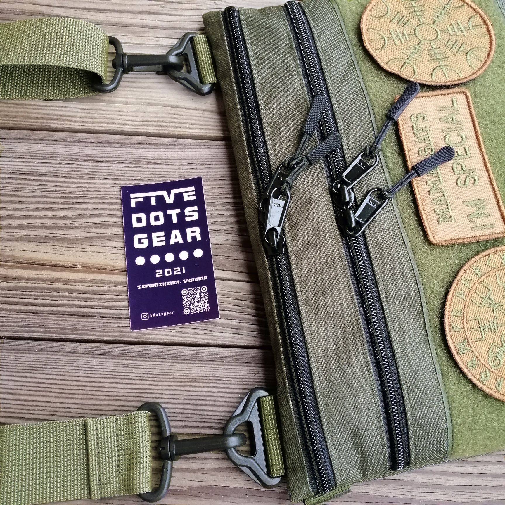 Сумка через плечо fivedotsgear с велкро липучкой для патчей шевронов