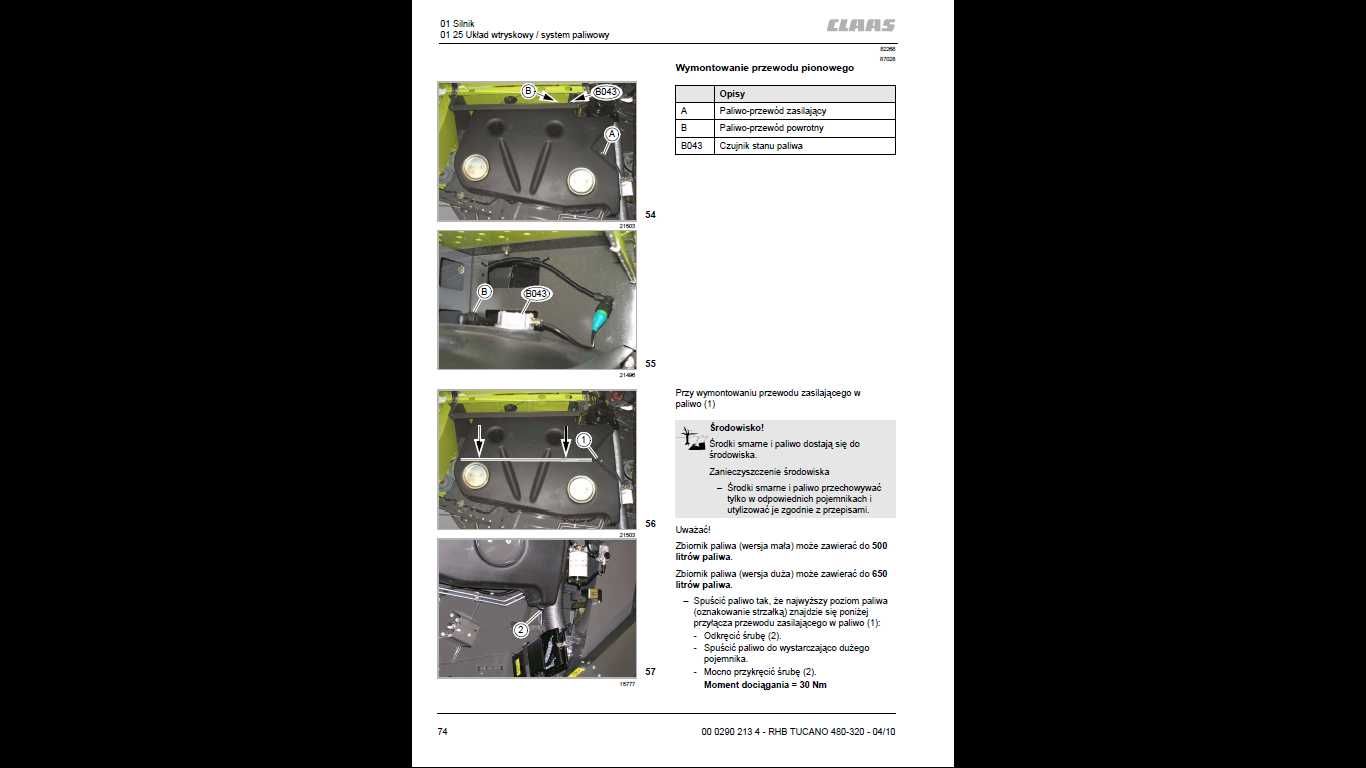 INSTRUKCJE WARSZTATOWE Claas Case New Holland - Żniwa