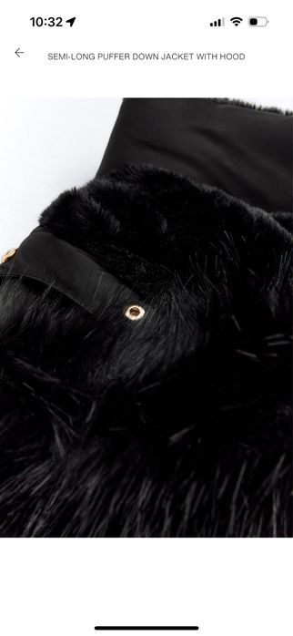 SEMI-LONG PUFFER DOWN JACKET with hood in good condition