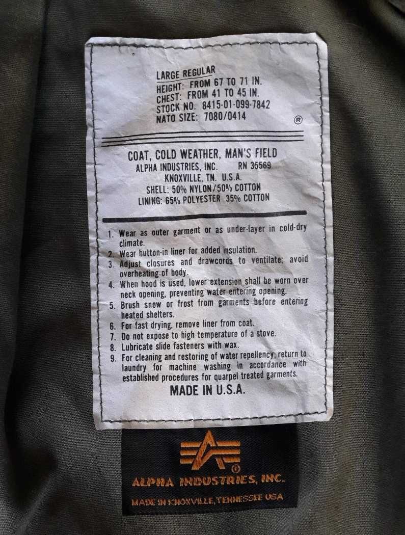 Куртка М-65 Alpha industries (Made in USA).