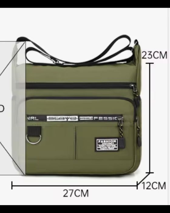 Torba męska na ramię, listonoszka - 5 kieszeni - kolor czarny