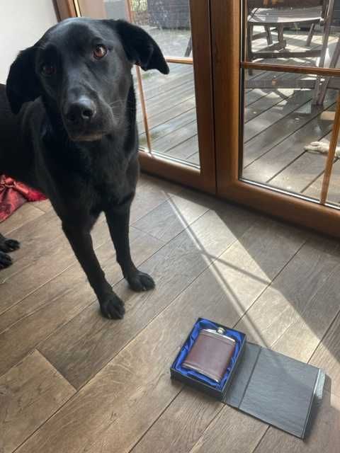 Na zimę wspaniała nierdzewna piersiówka, wykończona skórą!