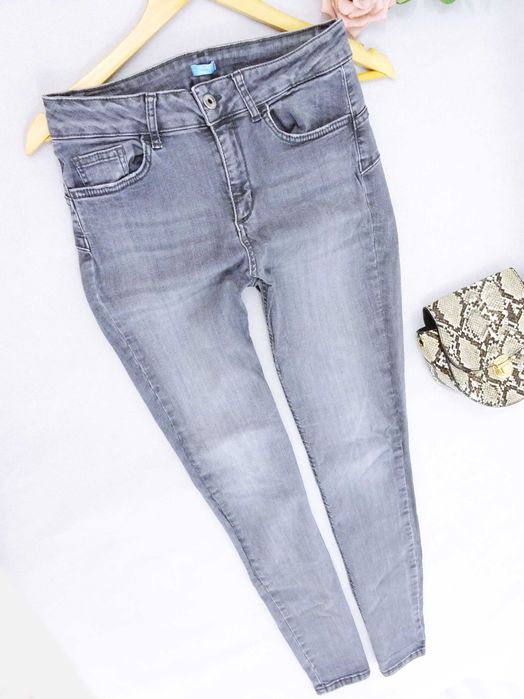 G82 spodnie jeansy damskie LIU JO skinny wysoki stan rurki szare M 38