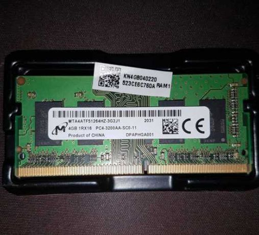 Оперативная память MICRON SODIMM DDR4-3200 Mhz 4GB PC4-3200AA-SC0 -11