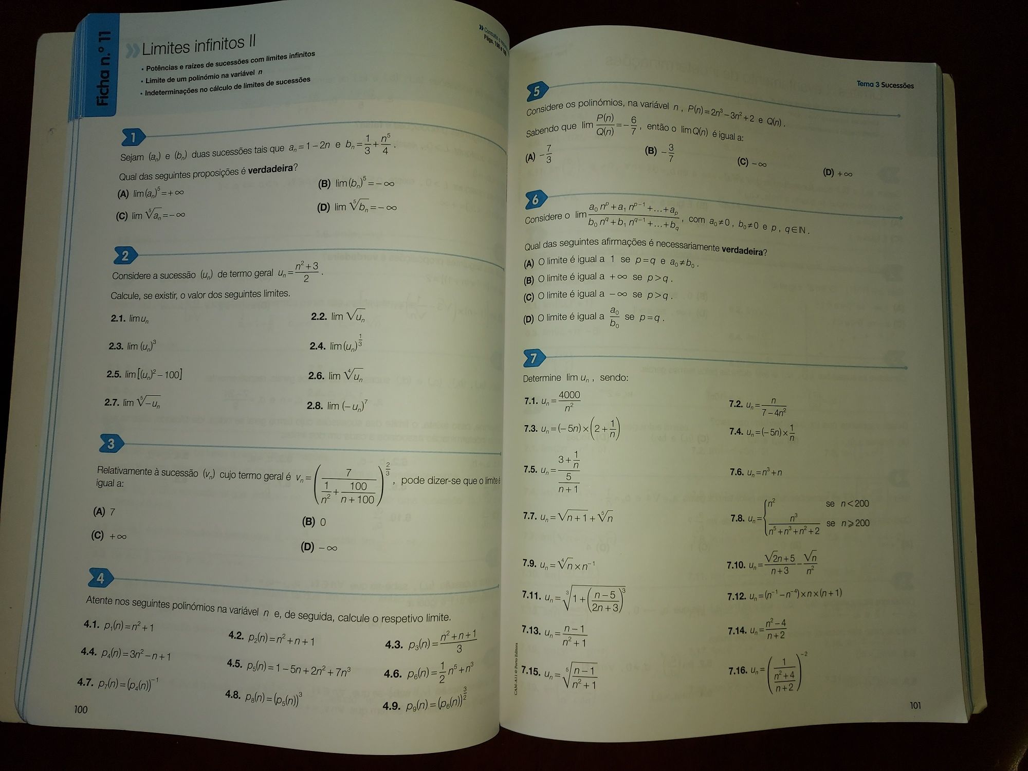 Livros exercicios Matemática A - Ases da Matematica 11