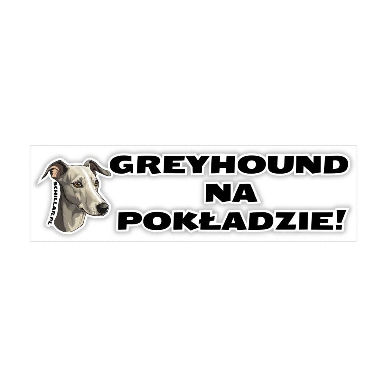 Naklejka na samochód z psem chart WHIPPET NA POKŁADZIE