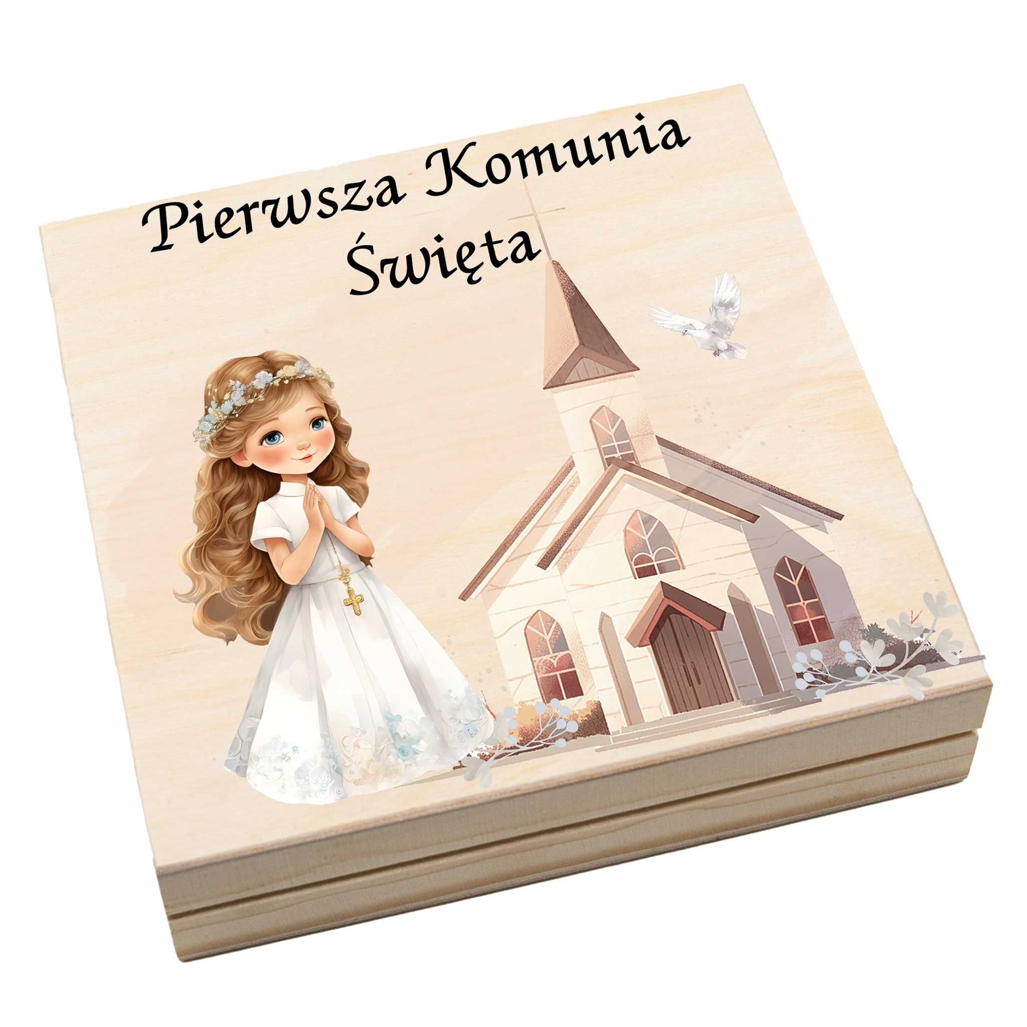 Podziękowanie komunijne - pudełko z różańcem