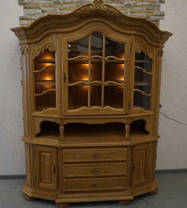 Witryna Przepiękna Kredens z Litego Dębu Podświetlana szer. 170 p-1235