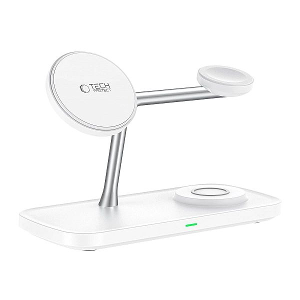 Tech-Protect Qi15W-A45/3In1 Magnetic Magsafe Wireless Charger White