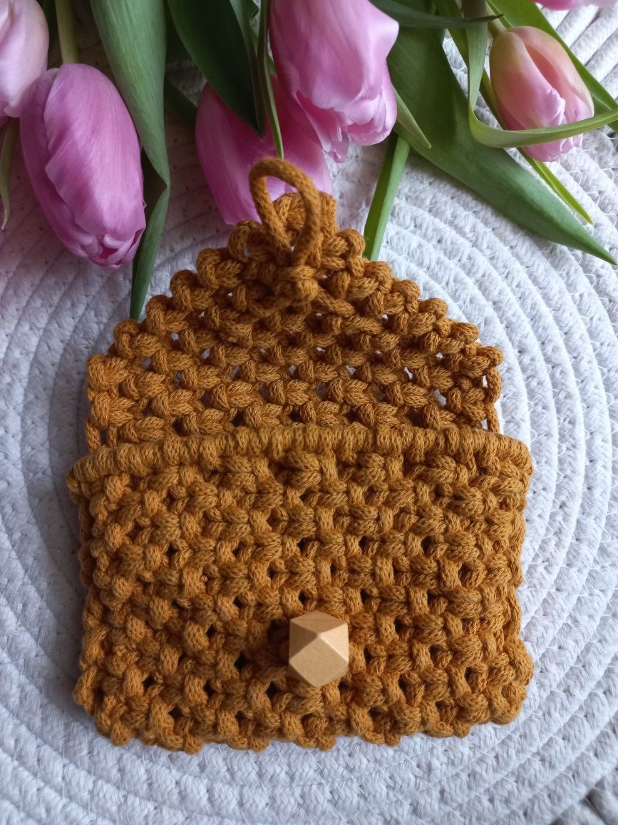 Makramowy portfel mini kosmetyczka
