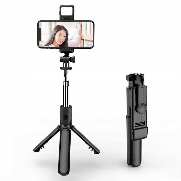 Kijek do selfie stick tripod statyw pilot lampa bluetooth bt monopod