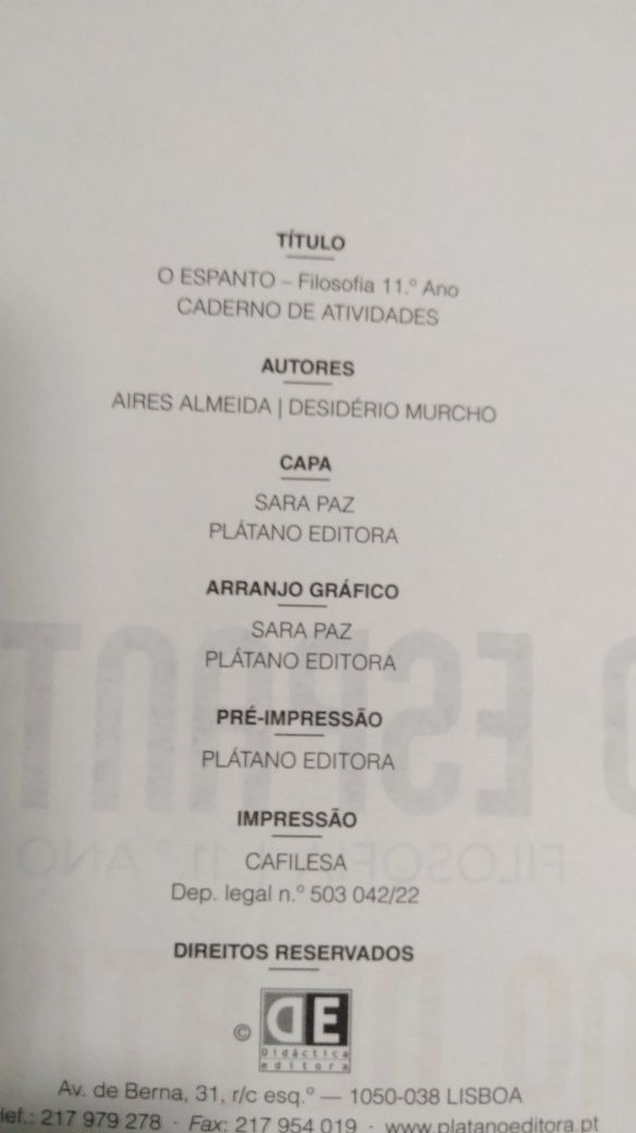 Filosofia - O espanto 11 º caderno de atividades