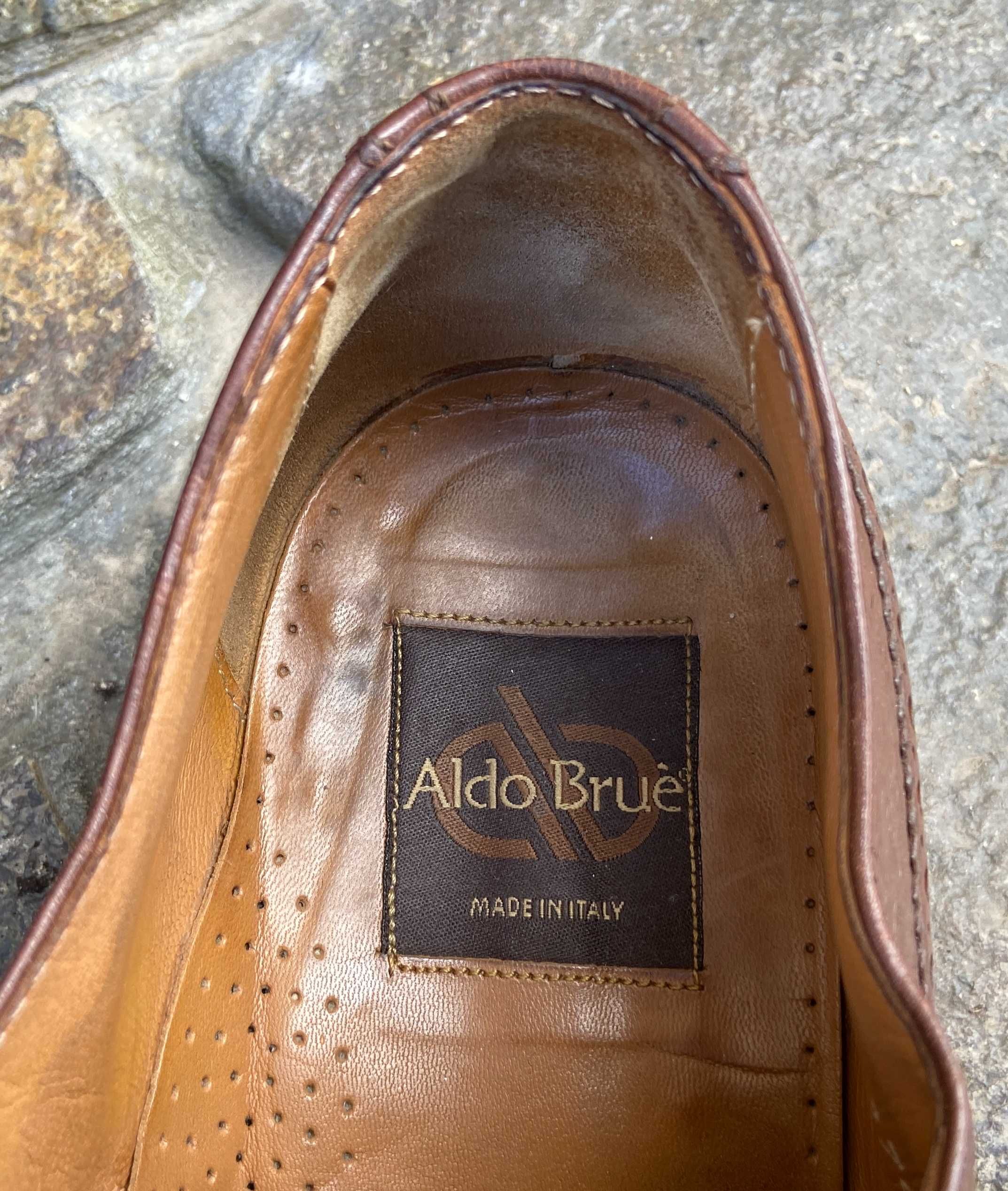Aldo Brue р 45 Італія Шкіряні Броги Мужские Коричневые Туфли Оксфорды