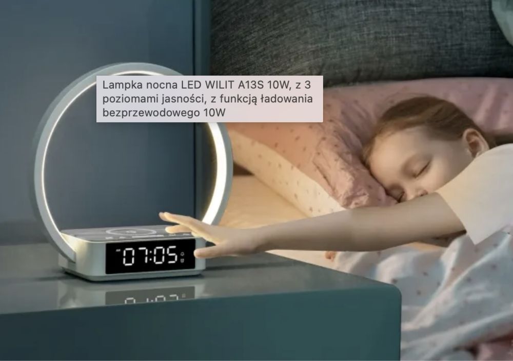 WILIT Lampka nocna LED 10W z ładowarka