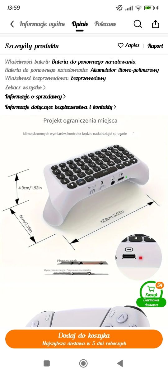 Kontroler klawiatury PS5