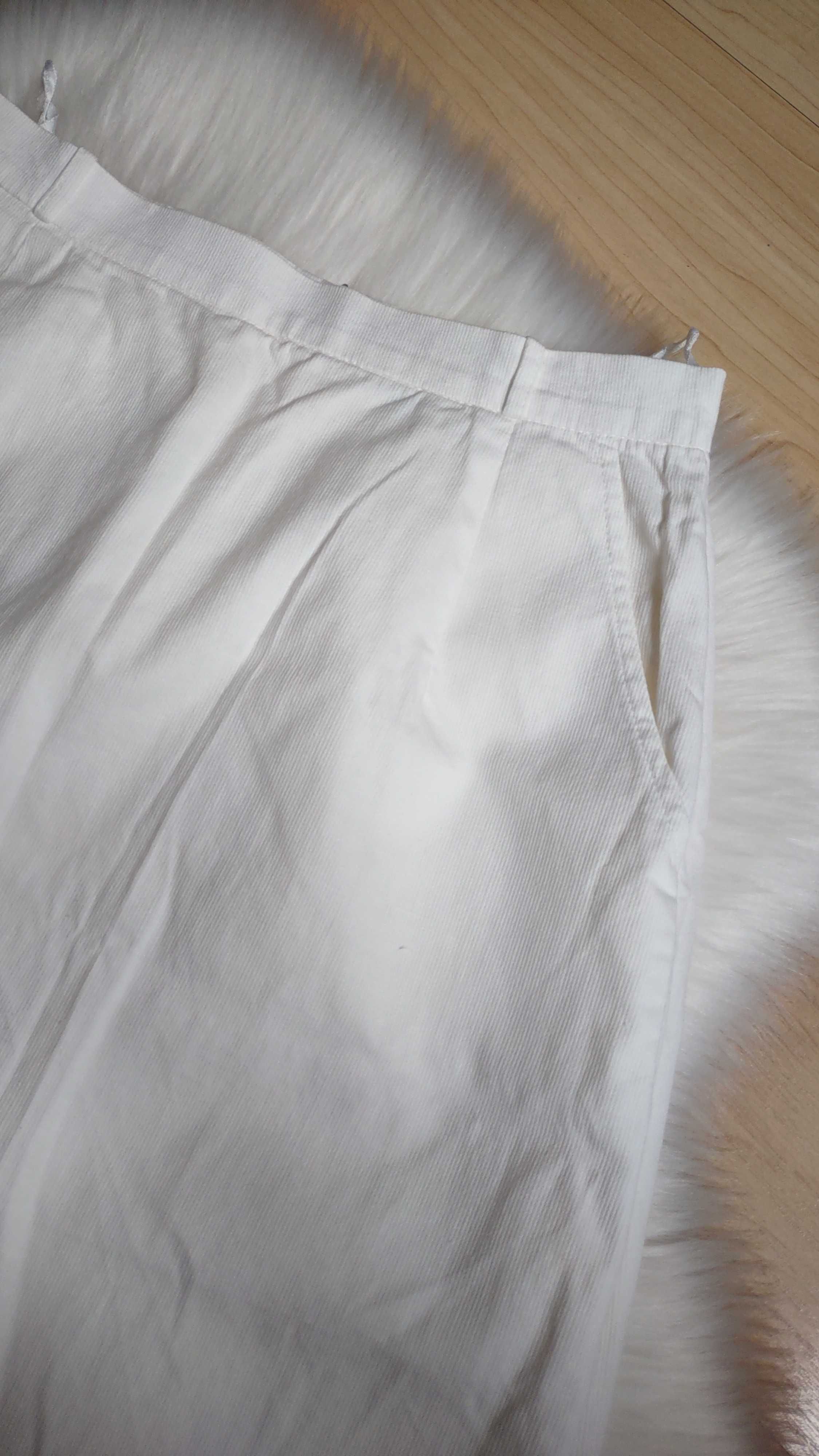 Kremowa spódnica midi w prążki roz. XS/S Vintage Retro Alternative