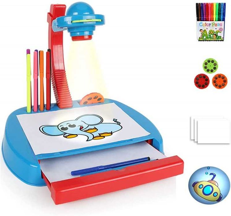 #888 Niebieski projektor do rysowania szuflada mazaki 4 in 1