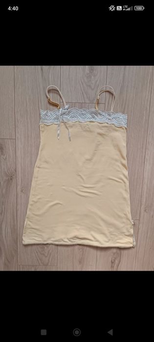 Piżama koszula nocna żółta z koronką S 36 Carry